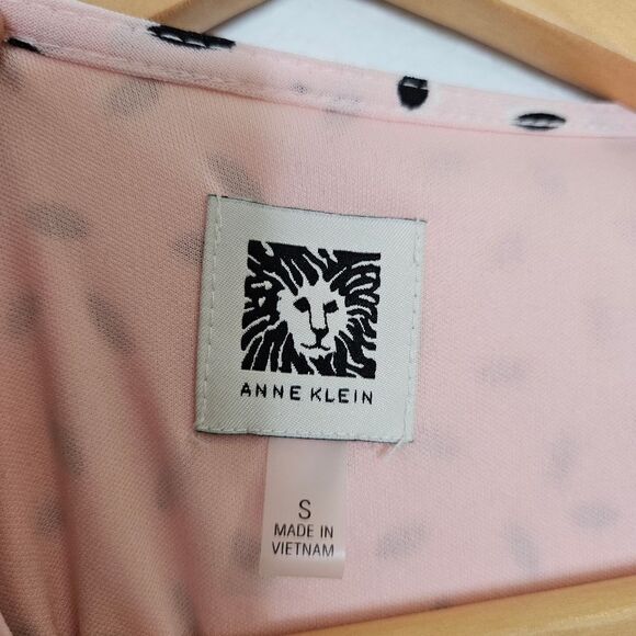 Anne Klein Pink Polka Dot Wrap Dress, Womens Size Small - Picture 2 of 8